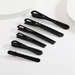 Schwarze Metall Entenschnabel Haarklammern Set, hohle wellenförmige Styling Clips für DIY Friseur.