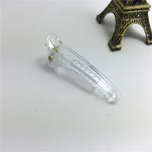 Clear plastic transparent duckbill hair clip 5cm mini hair styling accessory detail