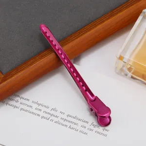Metalen haar sectie eendenbek clip voor professionele salon styling klem magenta
