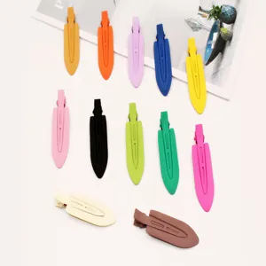 7cm bunte matte metall entenschnabel haarspangen set, mode macaron seitenklips für damen.