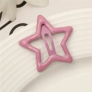Pinza de pelo de estrella color caramelo de 3CM para niños, lindo clip metálico rosa.