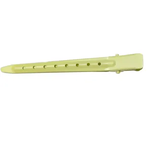 8.5cm metal duckbill hair clip, light green finish, professional sectioning hair clip detail.