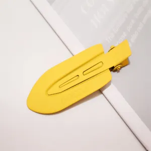 7cm gelbe Metall Haarspange, matte Gummifarbe Entenschnabel Clip für Make-up Pony und Styling.