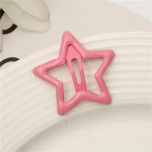 Pinza de pelo de estrella rosa para niños, bonito clip de color caramelo para flequillo y lateral.