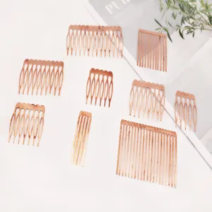 Ensemble de peignes à cheveux en métal or rose, peignes insérés multi-tailles pour accessoires DIY.