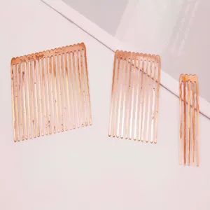 Ensemble d'accessoires de peigne à cheveux en métal doré rose, peignes inserts ondulés pour coiffure.