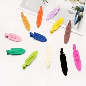 Einfache Matte Gummifarbe Metall Haarklammern Macaron Farben Spurloser Seitenbarrette Für Frauen Make-Up Styling Pony Entenkrallen-Clip Zubehör
