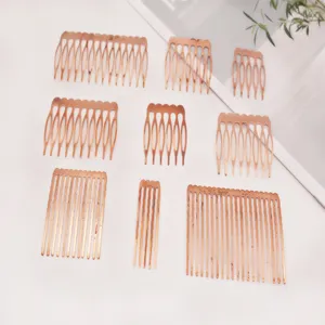 Peigne à Cheveux en Fer Dents Latérales en Métal Ondulé Base de Barrettes Composants de Coiffure de Mariée pour la Fabrication de Bijoux DIY