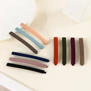 Minimalist matte hair clips set, colorful rectangular hair pins for daily styling, 6cm.