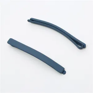Minimalist matte hair clips in dark blue, perfect for daily styling and bangs. 2pcs set.