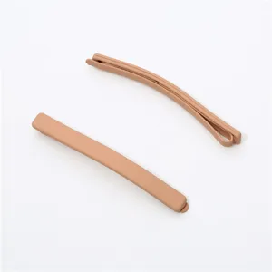 Minimalist matte hair clip detail, 6cm nude bobby pin for women, simple daily hair accessory.