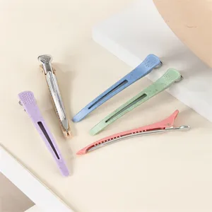 Colorful sectioning hair clips set, durable plastic duckbill clips for styling and salon use.