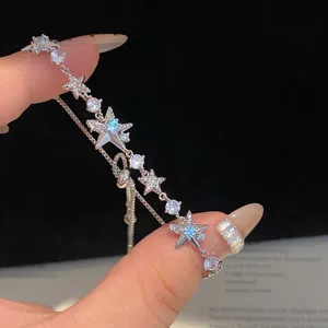 Pulsera ajustable de circón de estrella plateada joyería de moda minimalista