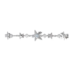 Pulsera de plata con estrella y circonita para mujer, elegante joya de cadena brillante.