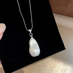 Collana con Pendente a Forma di Pera in Perla Artificiale Rame Strass Catena a Y per Donna Gioielli Moda Elegante