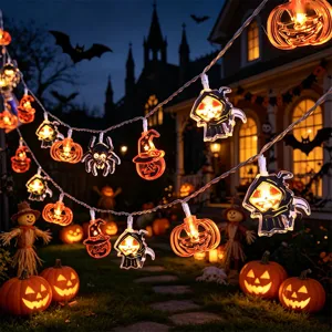 Catena luminosa LED Halloween a batteria zucca fantasma ragno decorazione festa lampada.