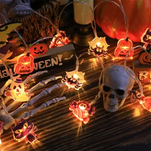 Catena luminosa LED Halloween a batteria zucca fantasma ragno decorazione luminosa