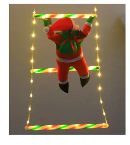 Christmas Santa climbing ladder LED string light holiday outdoor decorative lighting.