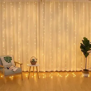 LED gordijn lichtketting warm wit sterrenhemel voor slaapkamer kerst bruiloft feest decoratie detail