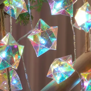 LED Laser Holografisch Stern Lichterkette Fee Dekorationslichter Für Weihnachten Zimmer Party Zuhause Dekor