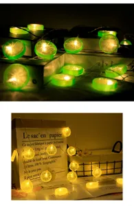 Guirlande lumineuse LED citron, lumières féeriques chaleureuses pour chambre, lampe fruit.