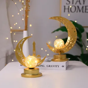 LED Mond Stern Schloss Eisen Kunst dekorative Lampe fuer Desktop Urlaub Batterie Licht