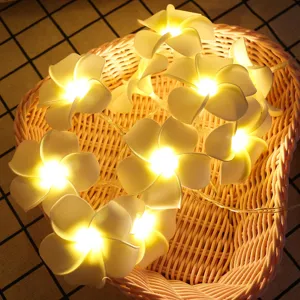 Guirnalda de Luces LED Frangipani Blanco Cálido Flores para Decoración de Fiesta y Habitación