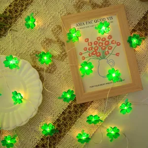 St. Patrick's Day clover LED string lights green shamrock fairy lights for holiday decor