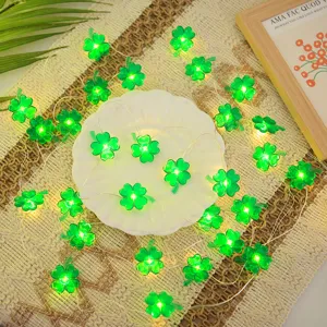 St. Patrick's Day LED string lights green four leaf clover fairy lights party decor