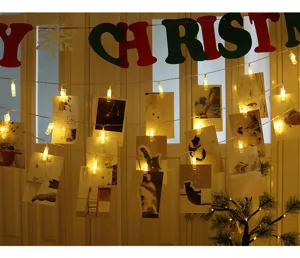 Catena luminosa LED con mollette per foto decorazione calda per camera da letto e feste romantiche.
