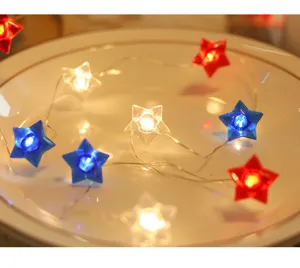 LED ster lichtketting rood wit blauw feestelijke decoratie verlichting voor binnen buiten