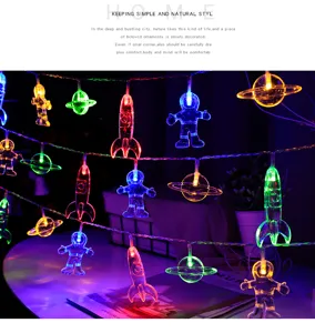 Guirlande lumineuse LED astronaute fusée espace lumières décoratives pour chambre d'enfant