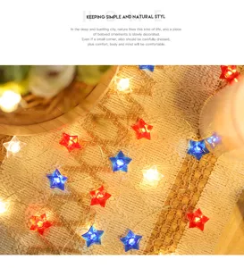 Gedetailleerd uitzicht op rood-witte-blauwe sterrenlichtjes voor feestelijke decoratie.