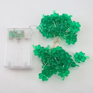 St. Patrick's Day green clover LED string lights for Irish holiday party decoration