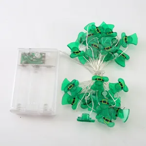 St. Patrick's Day LED string lights green hat clover fairy lights for holiday party decor