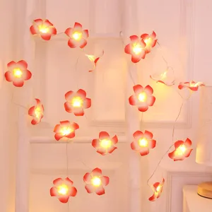 Guirnalda de luces LED de frangipani para decoracion de habitacion, luces de hadas festivas.