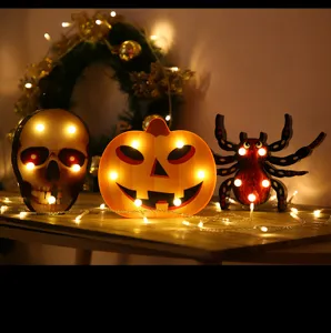 Conjunto de luces LED decorativas de Halloween, calavera calabaza araña para fiesta.