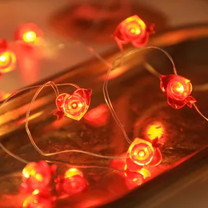 Romantische LED Hartvorm Koperdraht Lichterketting Warme Gloed Fee Lichterketting Voor Valentijnsdag Slaapkamer Aanzoek Feest Thuis Festival Decoratie Lamp