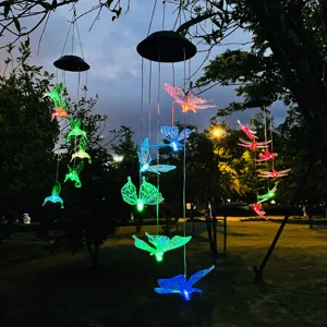 Luz de Campanilla de Viento Solar Impermeable para Exteriores Luces de Cadena Colgantes LED de Cambio de Color para Decoración de Jardín Patio