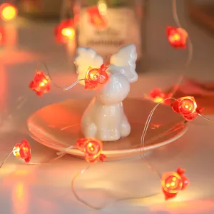 LED hartjes lichtketting romantische koperdraad lampjes voor slaapkamer Valentijnsdag decoratie