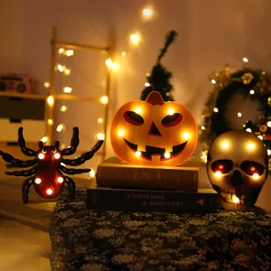Halloween LED Araña Murciélago Calabaza Esqueleto Bruja Fantasma Luz Nocturna Decoración de Fiesta Accesorios Luminosos Decoración