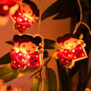 Catena luminosa LED Fuwa di Capodanno festiva a batteria per decorazione stanza