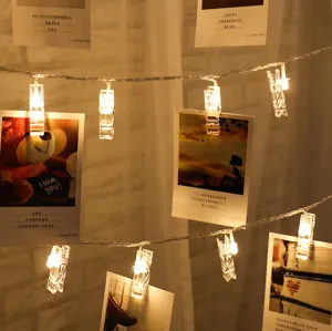 Catena Luminosa LED con Mollette per Foto a Batteria Bianco Caldo Luci Fiabesche per Stanza Parete Matrimonio Festa Decorazione Camera