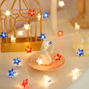 LED sterren lichten snoer met Amerikaanse vlag ontwerp, perfect voor Onafhankelijkheidsdag decor