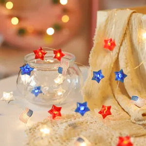 LED sterren lichtketting met Amerikaanse vlag decoratie voor vakantie feestverlichting