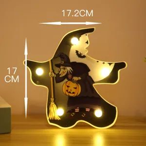 Luz nocturna LED con forma de bruja Halloween calabaza lámpara decorativa para fiesta en casa.
