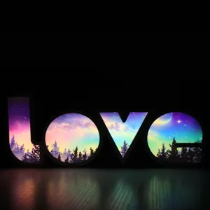 LED love marquee sign light galaxy forest pattern romantic room night light decoration