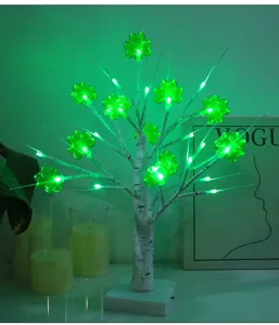 St. Patrick's Day LED shamrock tree light green clover decorative lamp for indoor desktop
