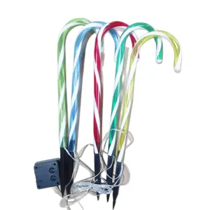Solar LED kerst zuurstok pad verlichting voor buiten tuin gazon decoratie set
