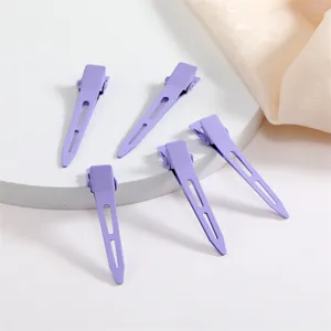 5pcs 5.5cm Candy Color Duckbill Hair Clips Metal Matte Single Prong Bangs Clips for Kids